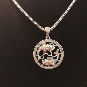 Double Fish Sparkle Crystal Necklace